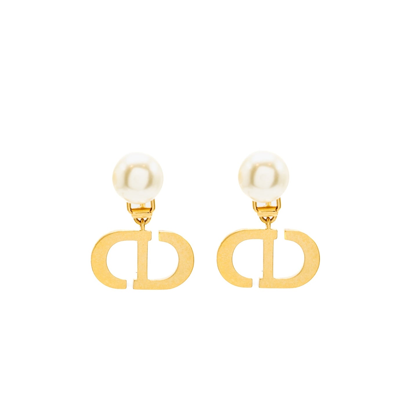 Dior Pearl/ dropped ear clips gold tone (sell in a set)