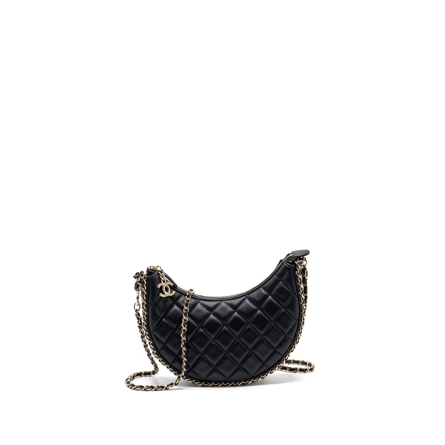 Chanel Small Moon Hobo Bag Lambskin Black L (microchip)
