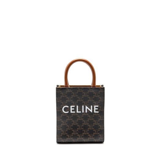 Luxury CELINE Mini Vertical Cabas Triomphe Canvas GHW