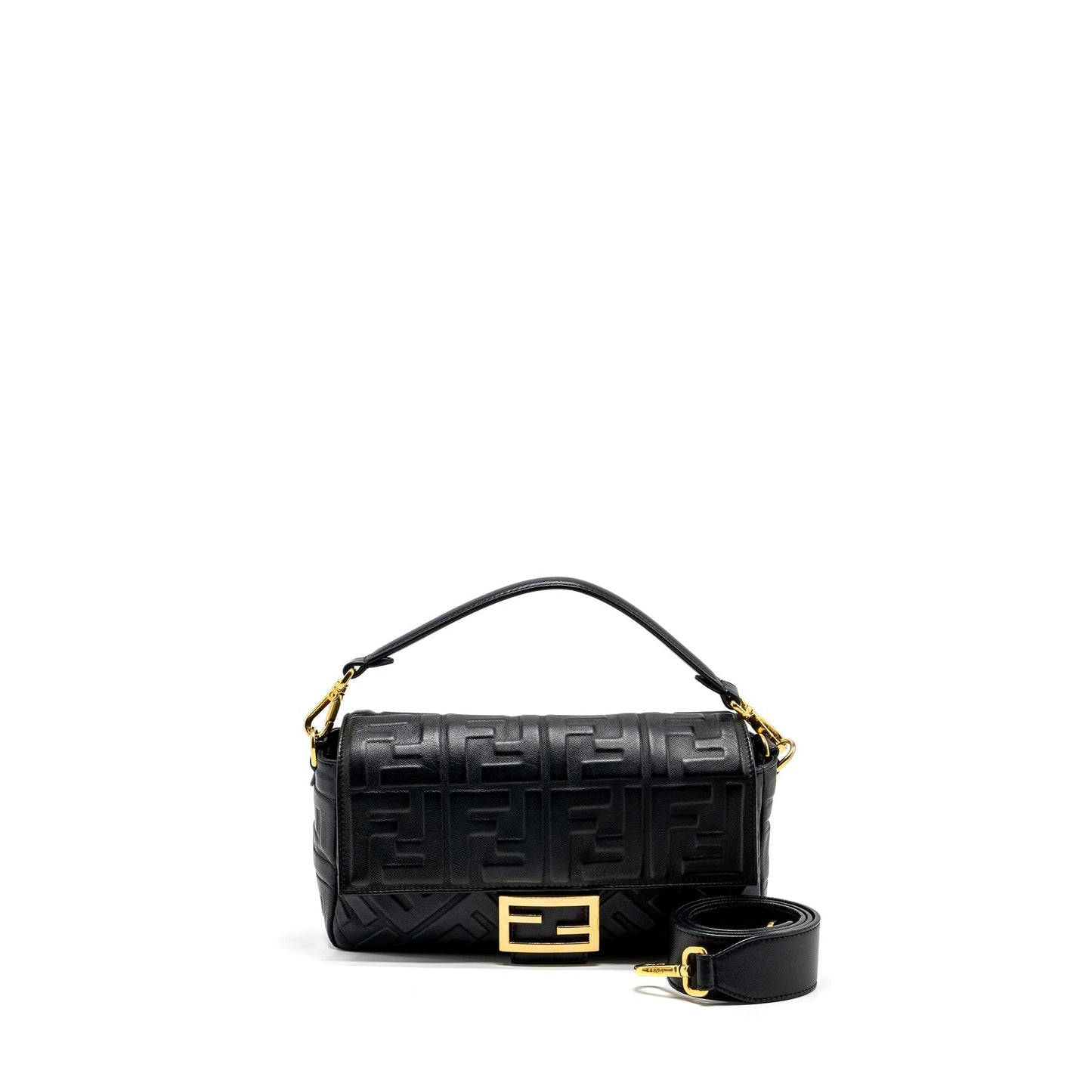 Fendi Baguette Purse with Motif Nappa Black