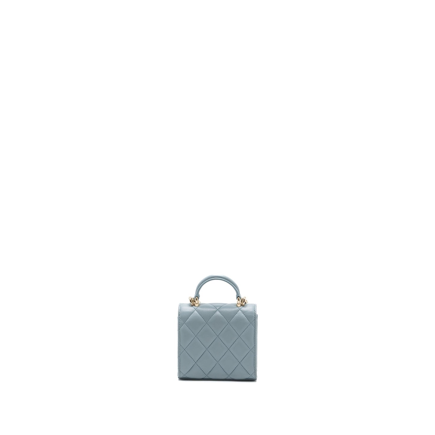 Chanel top handle mini flap bag lambskin light blue L
