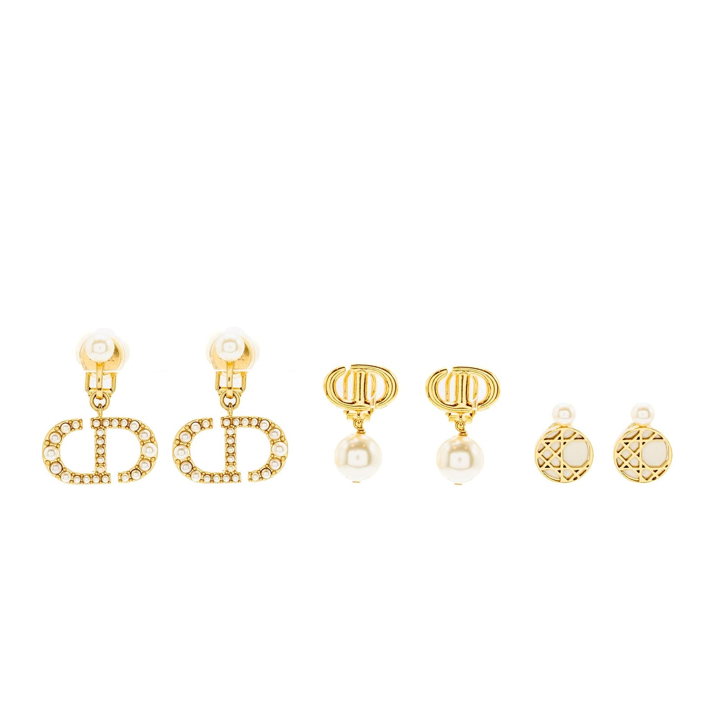 Dior Pearl/ dropped ear clips gold tone (sell in a set)