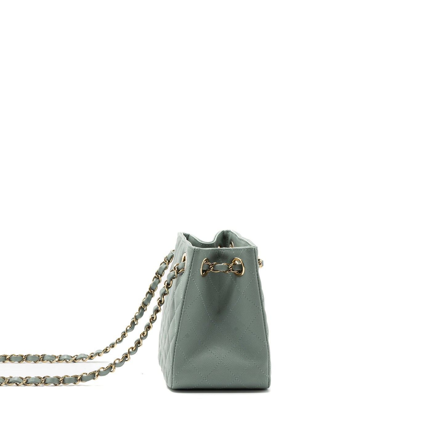 Chanel 23C mini bucket tote bag caviar light grey L (microchip)