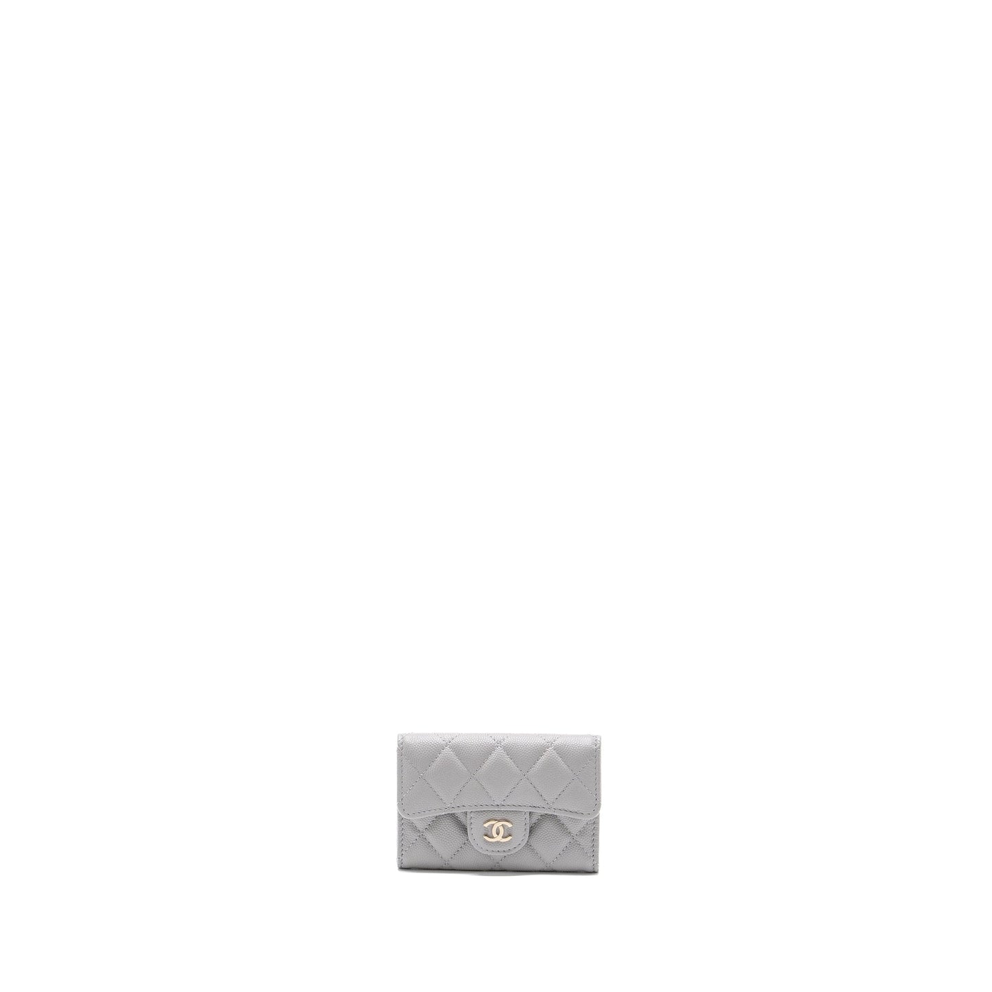 Chanel Classic Flap Card Holder Caviar Light Grey L