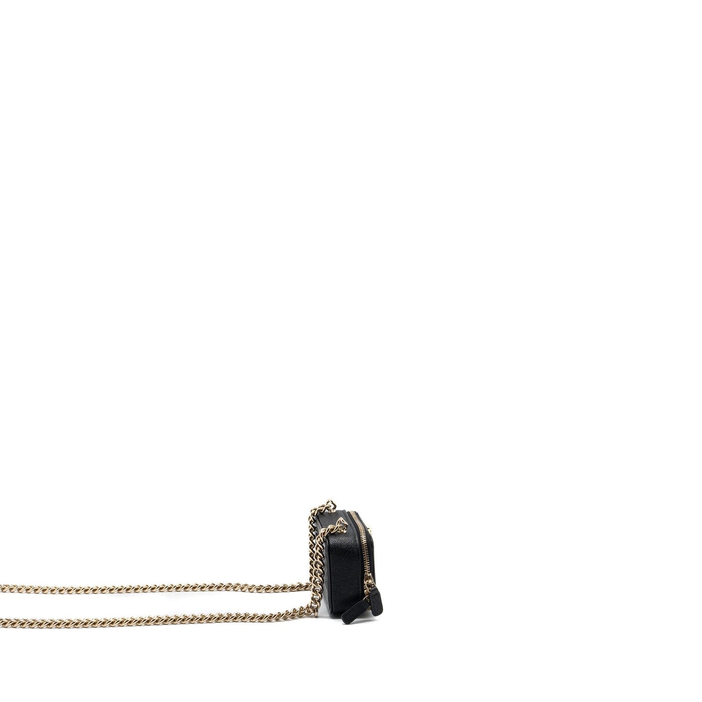 Chanel boy zipper card holder with chain caviar black L
