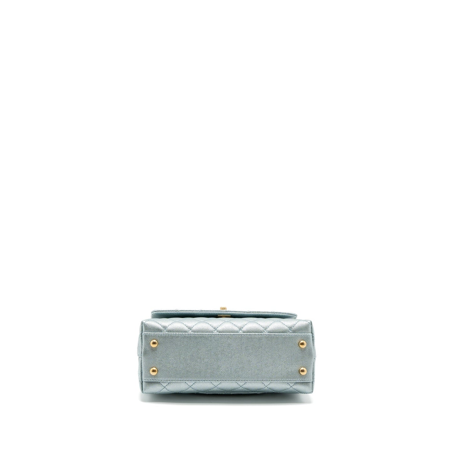 Chanel Small Coco Handle Caviar Metallic Light Blue Brushed  (Microchip)
