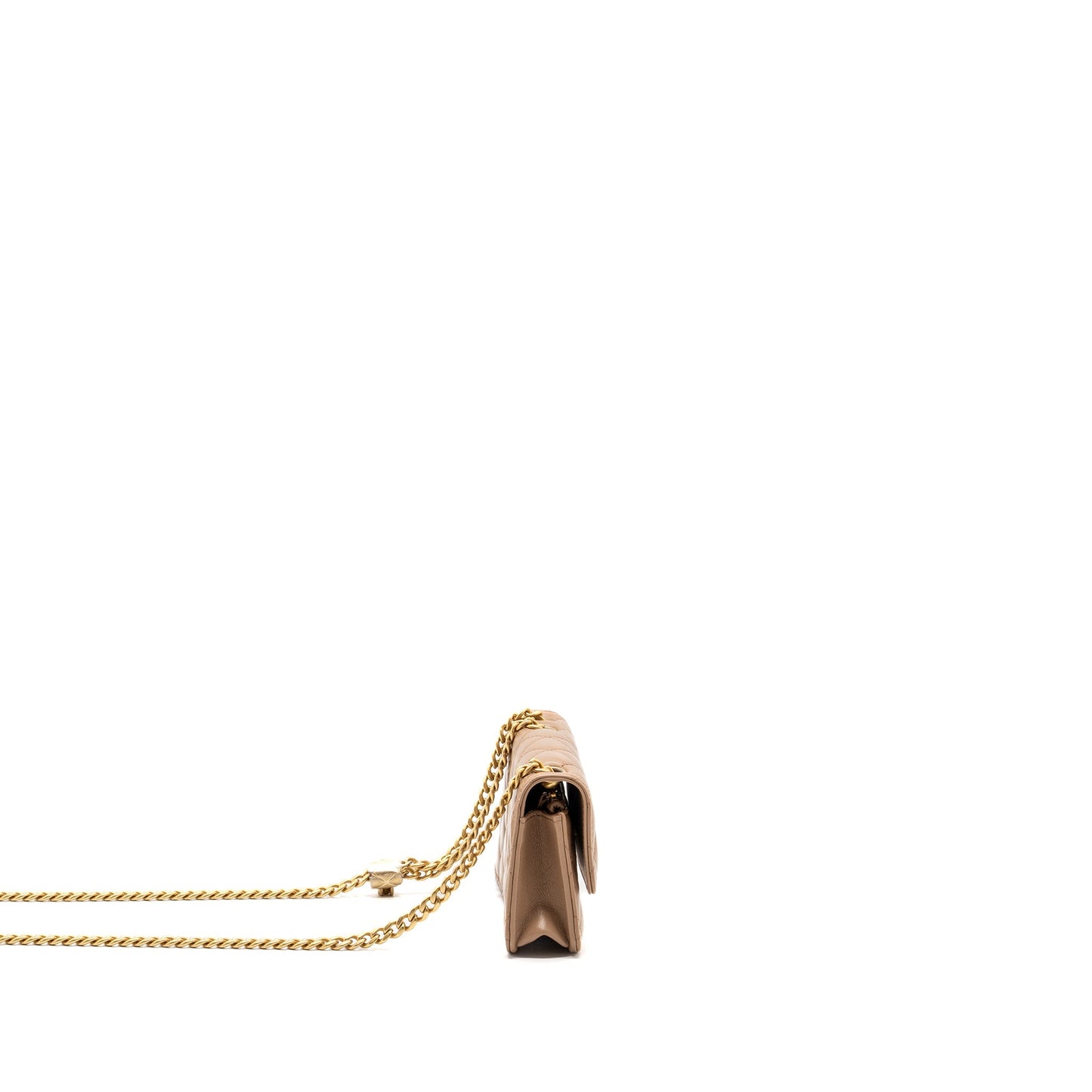 Chanel 22K gold pillar mini flap bag lambskin dark beige  (Microchip)