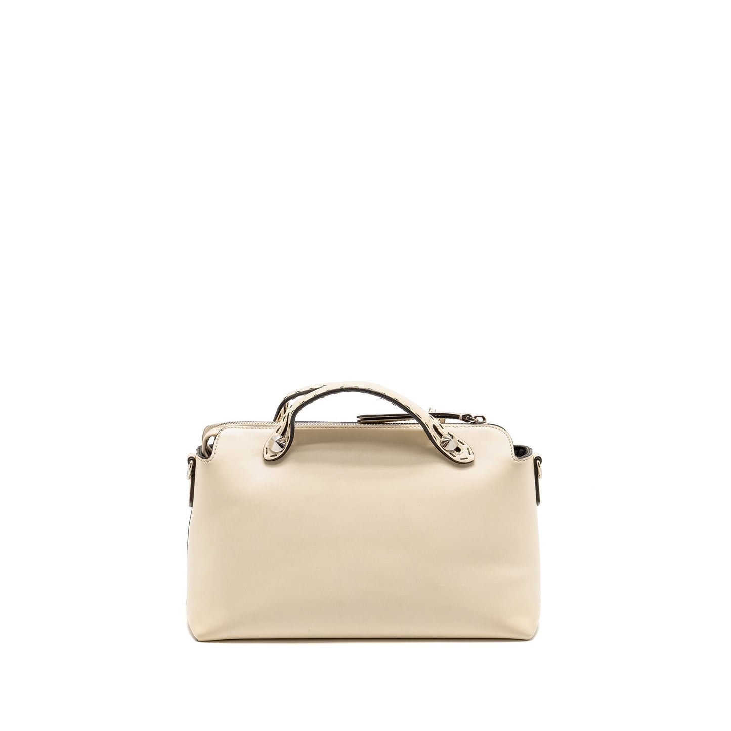 Fendi By The Way Boston Purse Calfskin Light Beige