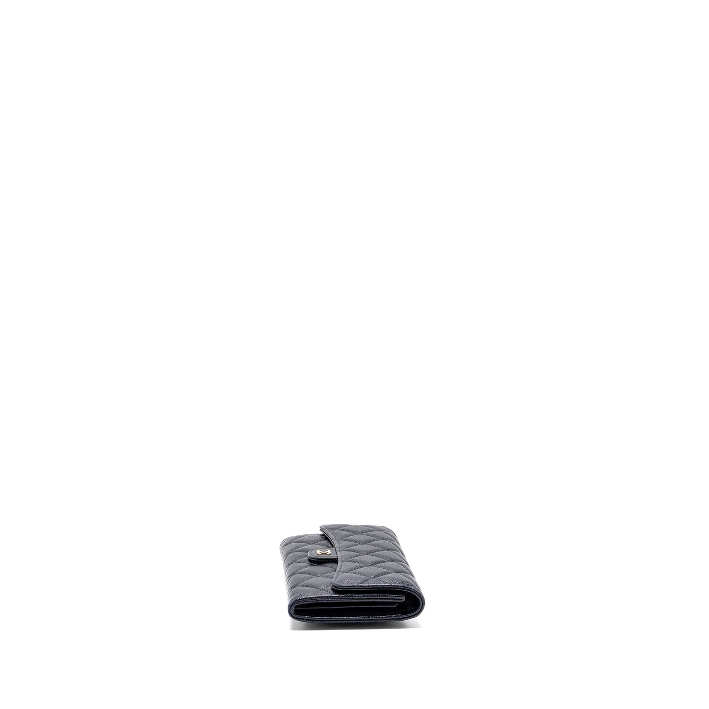 Chanel Classic Long Flap Wallet Caviar Navy L