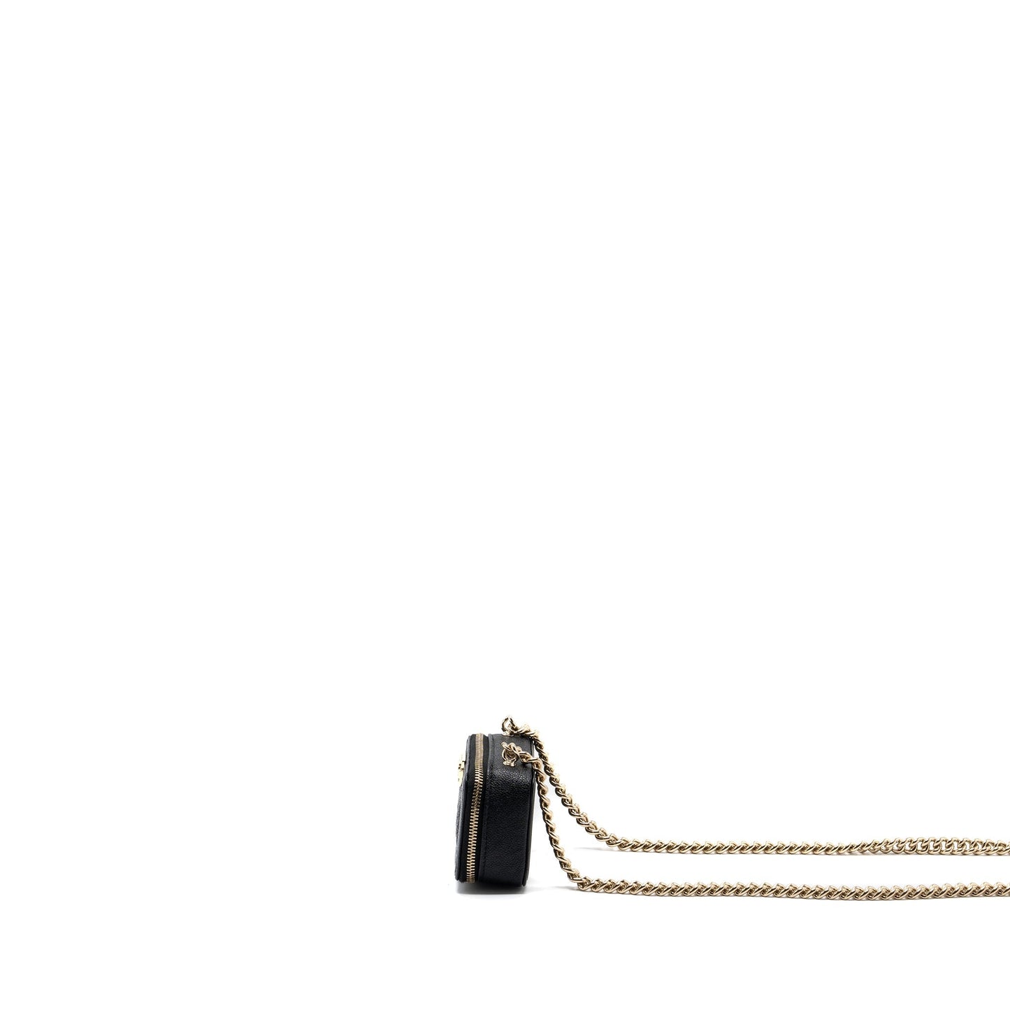 Chanel boy zipper card holder with chain caviar black L