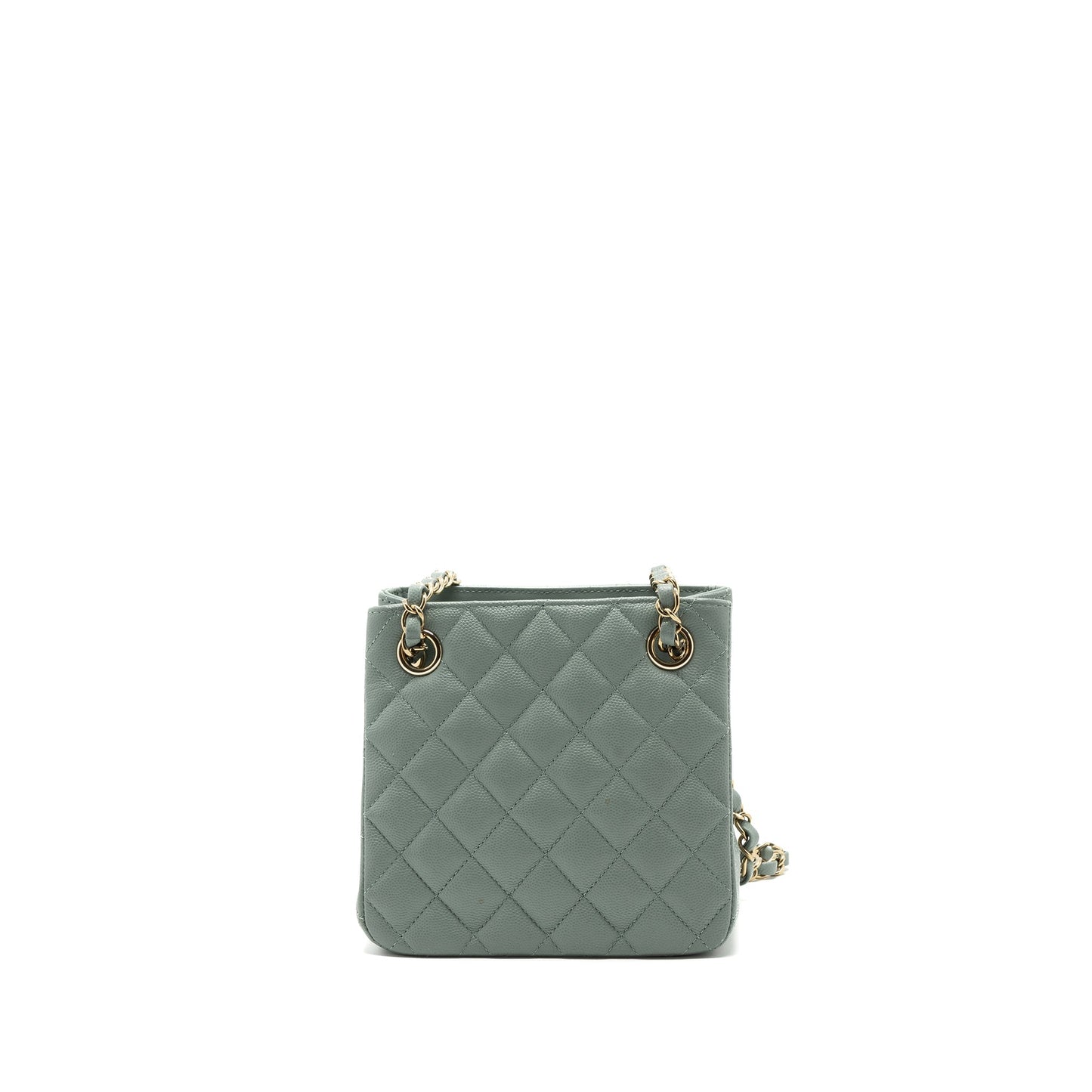 Chanel 23C mini bucket tote bag caviar light grey L (microchip)