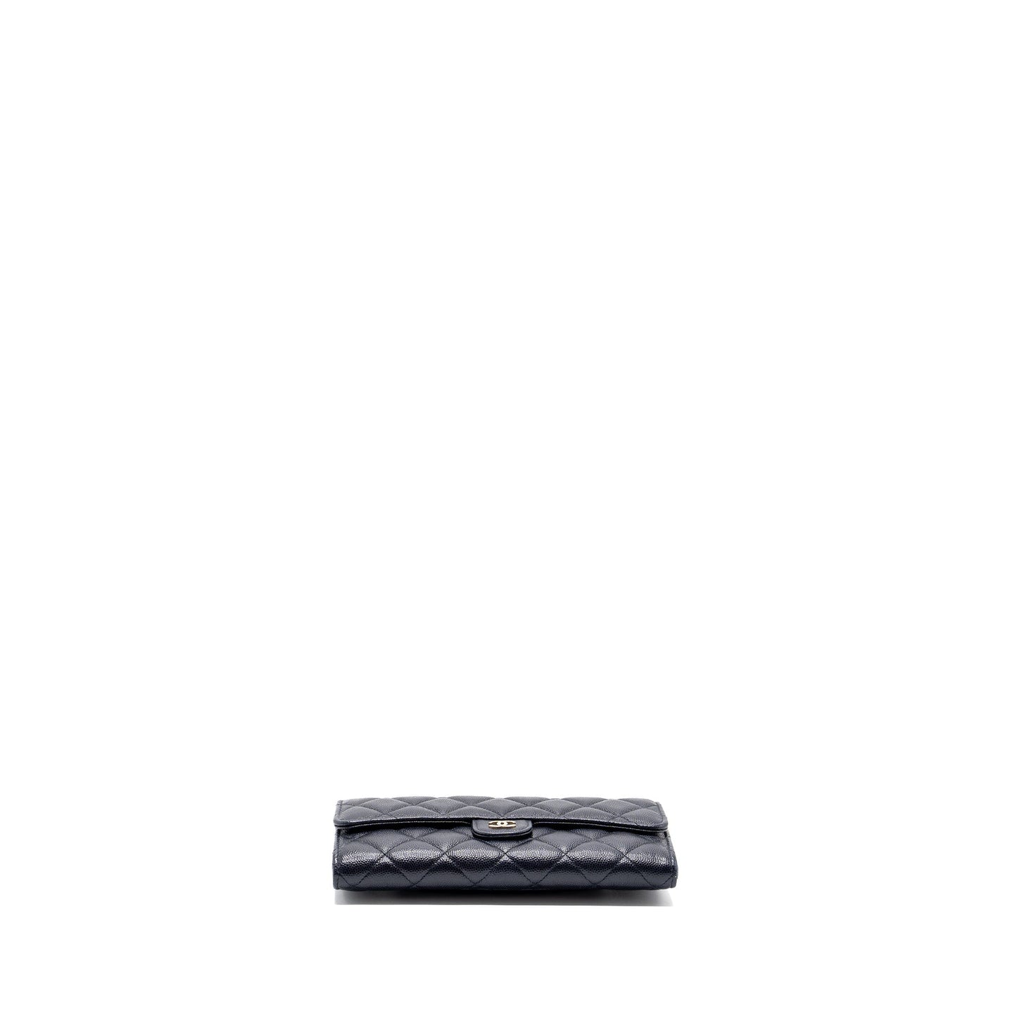 Chanel Classic Long Flap Wallet Caviar Navy L