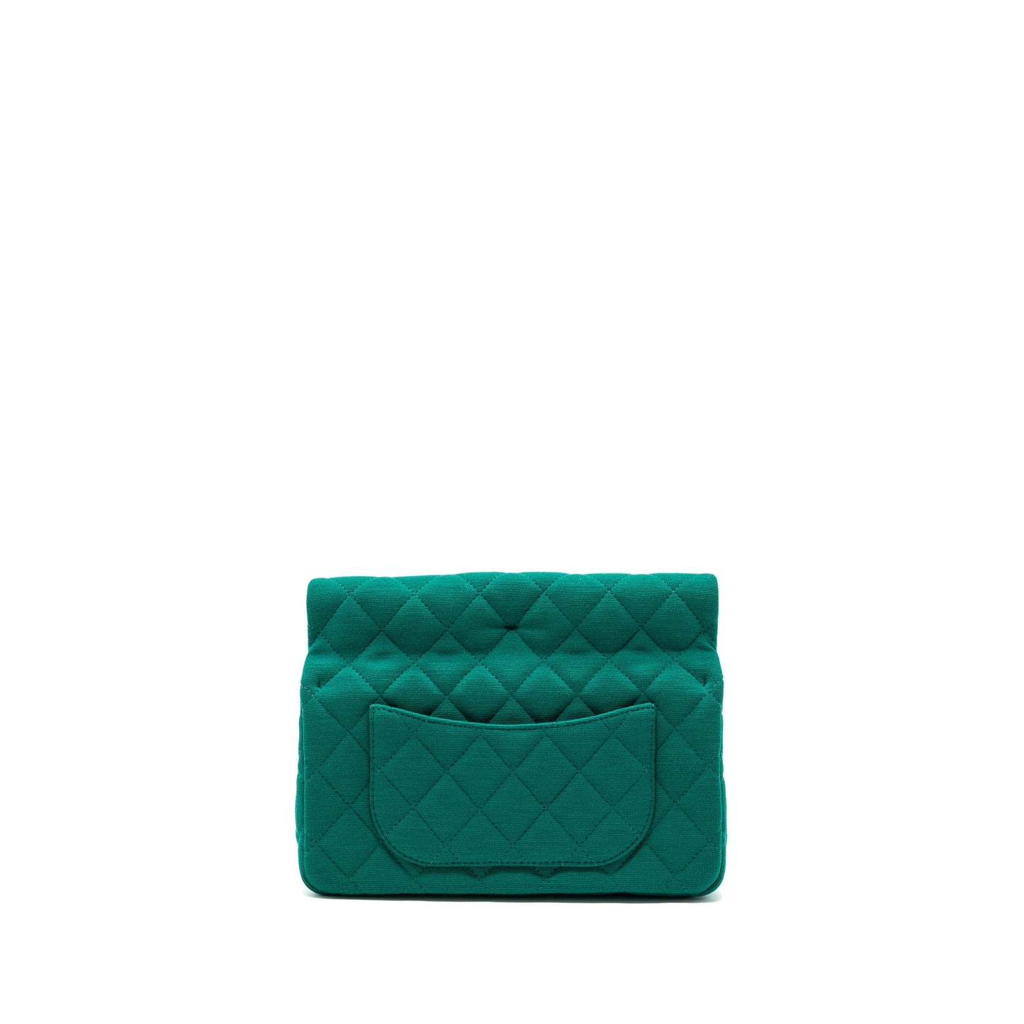 Chanel 23a Classic Flap Clutch Fabric Green L(Microchip)