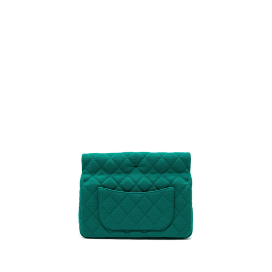 Chanel 23a Classic Flap Clutch Fabric Green L(Microchip)