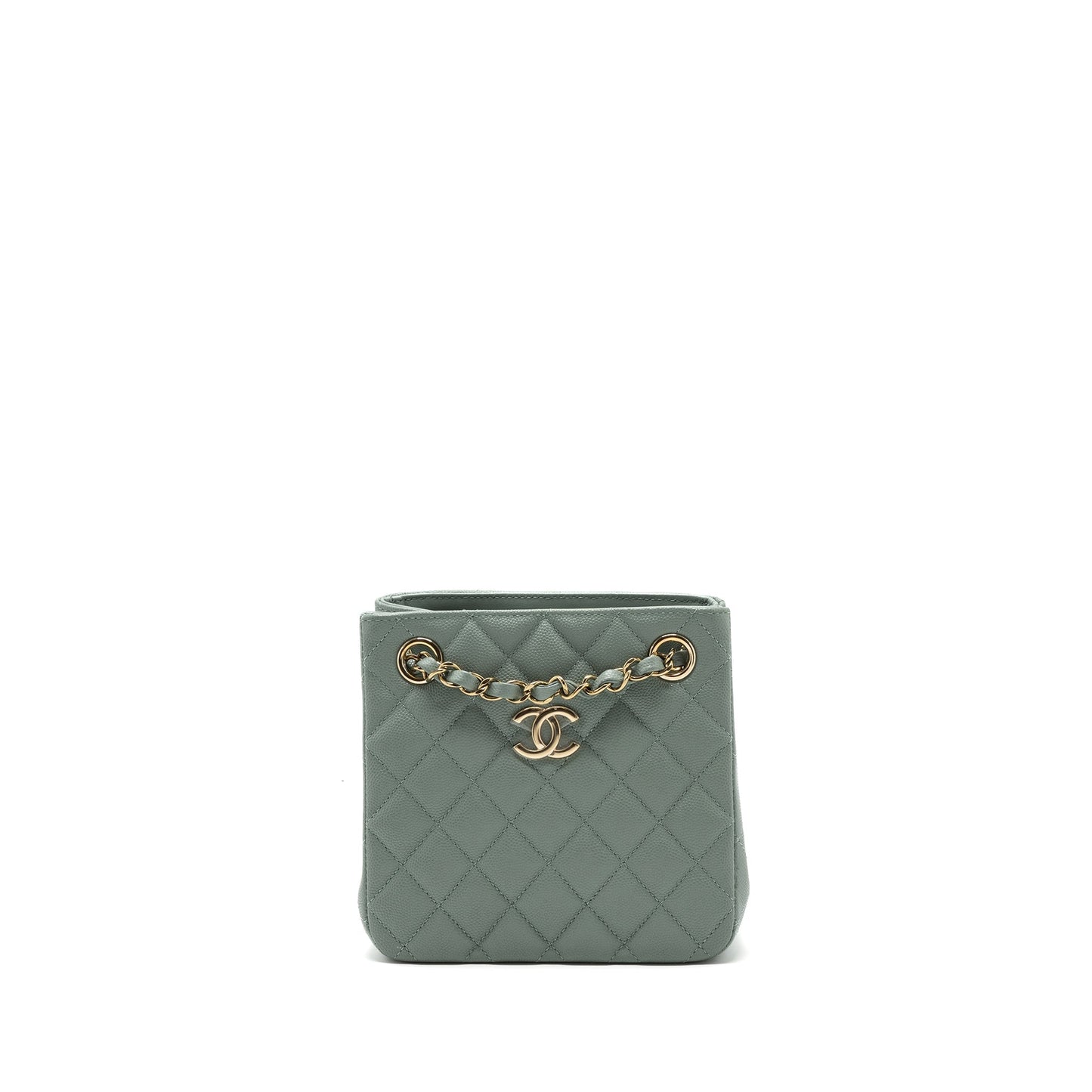 Chanel 23C mini bucket tote bag caviar light grey L (microchip)