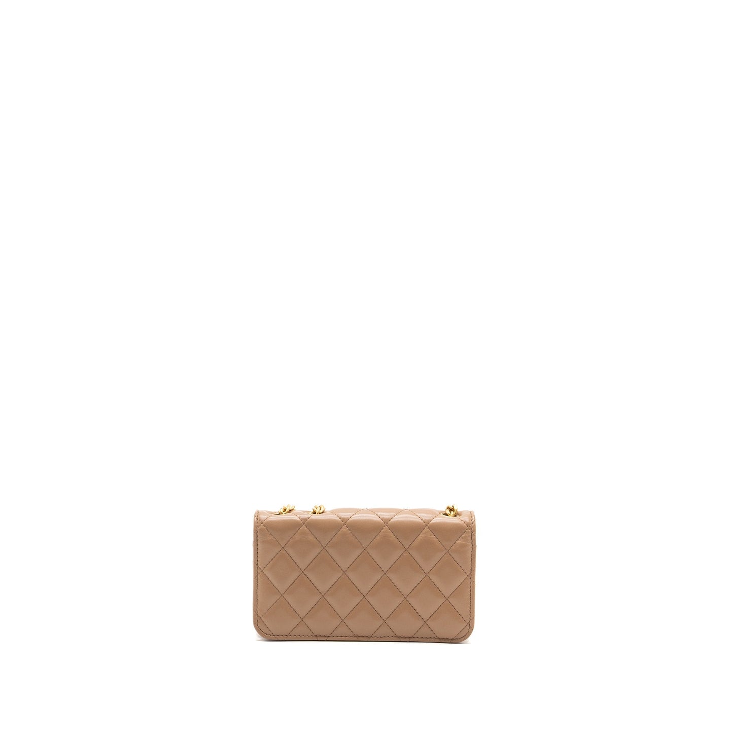Chanel 22K gold pillar mini flap bag lambskin dark beige  (Microchip)