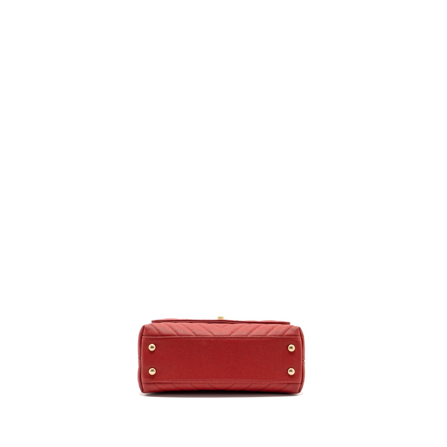Chanel Small Coco Handle Chevron Caviar Red Brushed