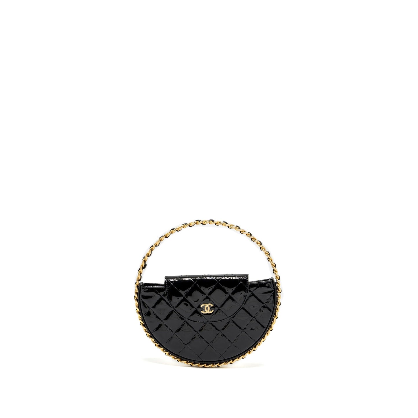 Chanel 23K Hoop Bag Patent leather black  (microchip)