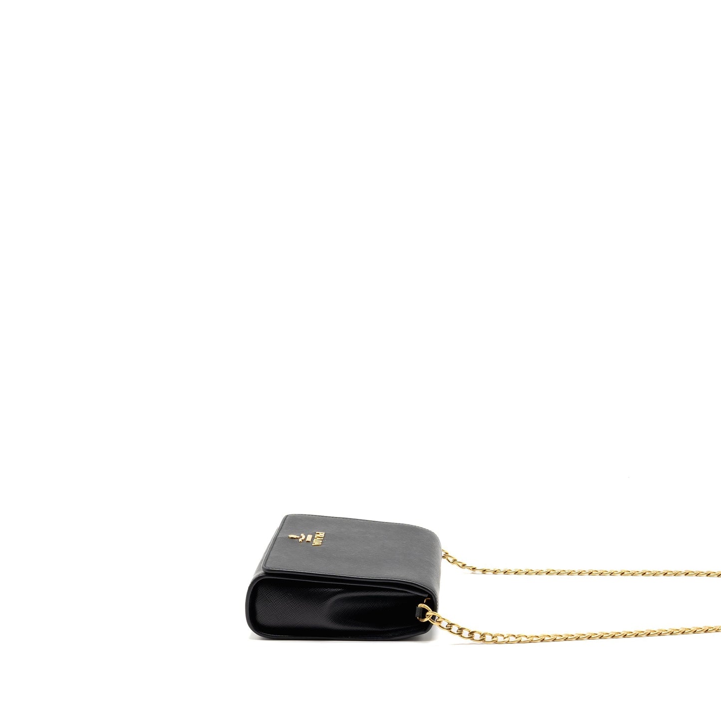Prada Saffiano Chain Purse Calfskin Black