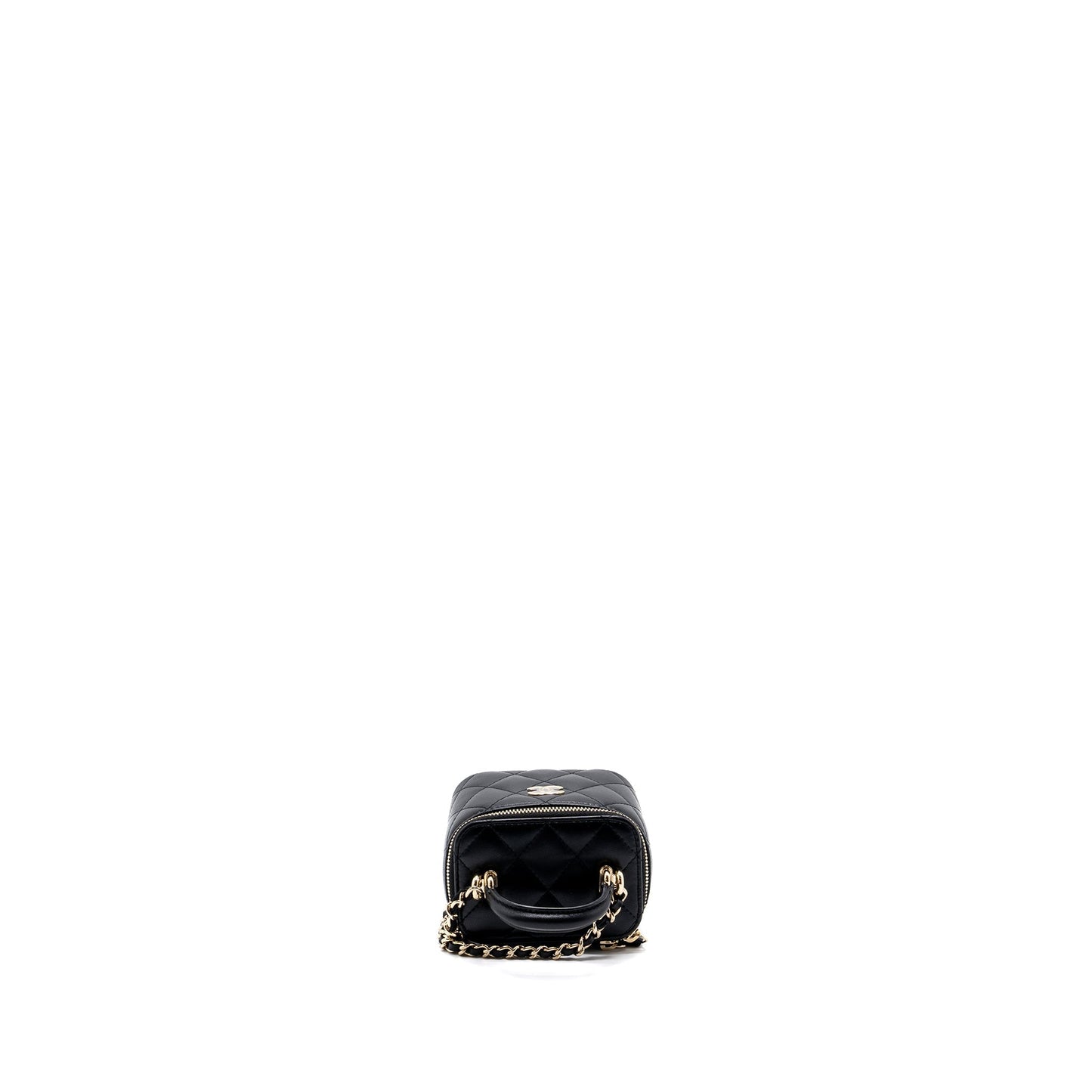 Chanel Top Handle Mini Vanity Case with chains Lambskin Black L