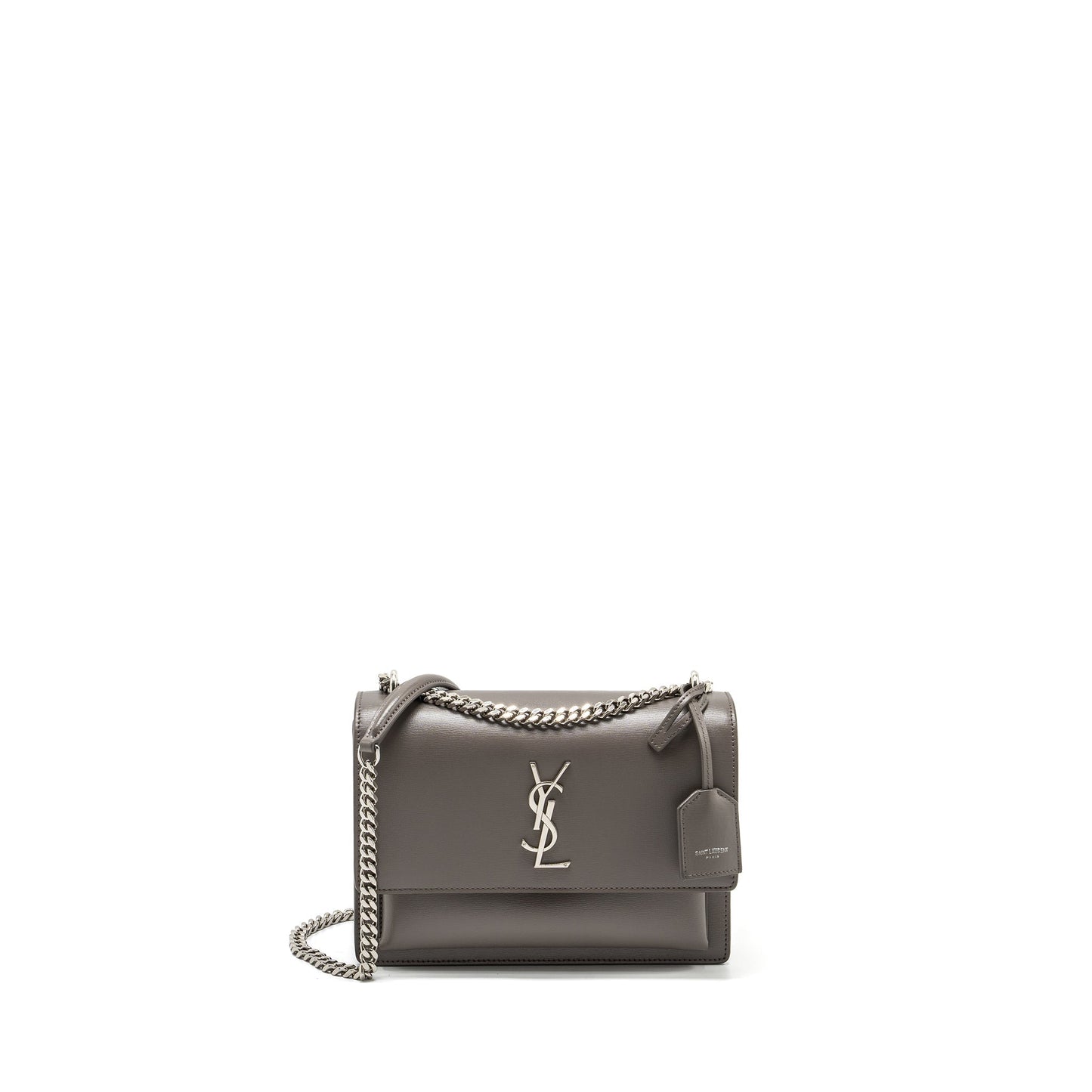 SAINT LAURENT / Medium Sunset Purse Calfskin Grey