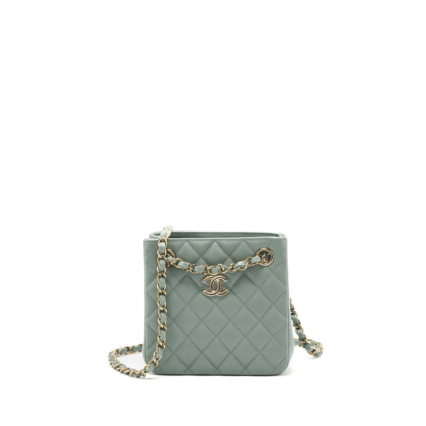 Chanel 23C mini bucket tote bag caviar light grey L (microchip)