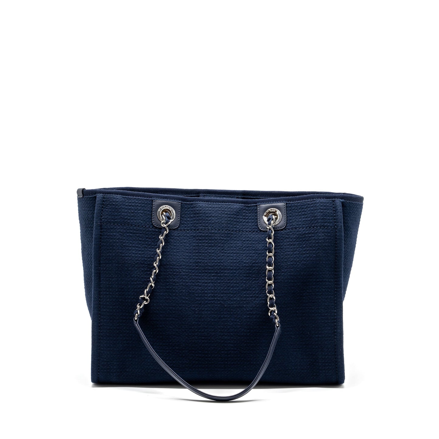 Chanel Deauville Tote Bag Canvas Navy  (microchip)