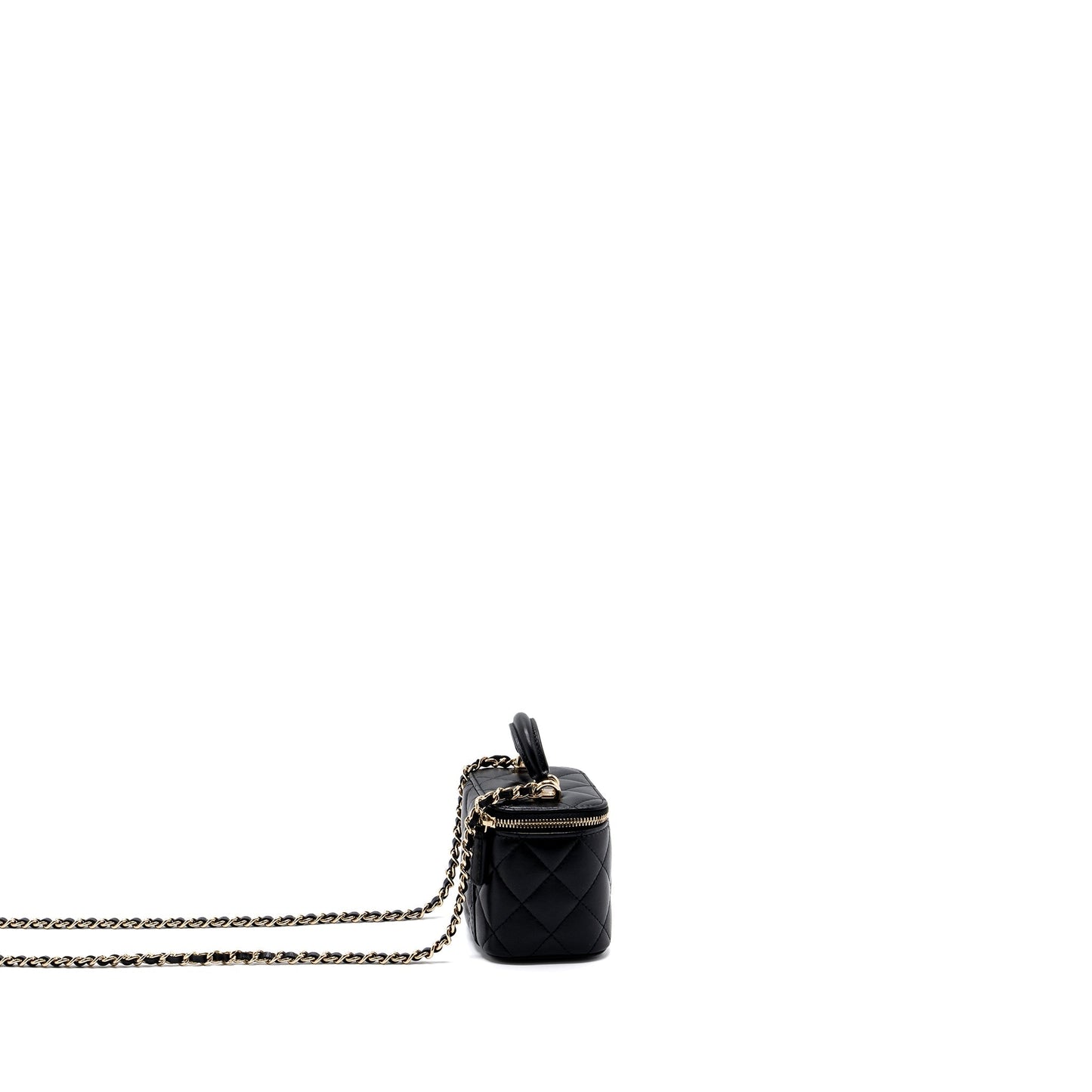 Chanel Top Handle Mini Vanity Case with chains Lambskin Black L