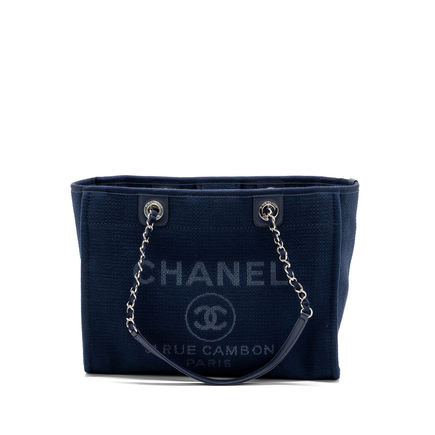 Chanel Deauville Tote Bag Canvas Navy  (microchip)