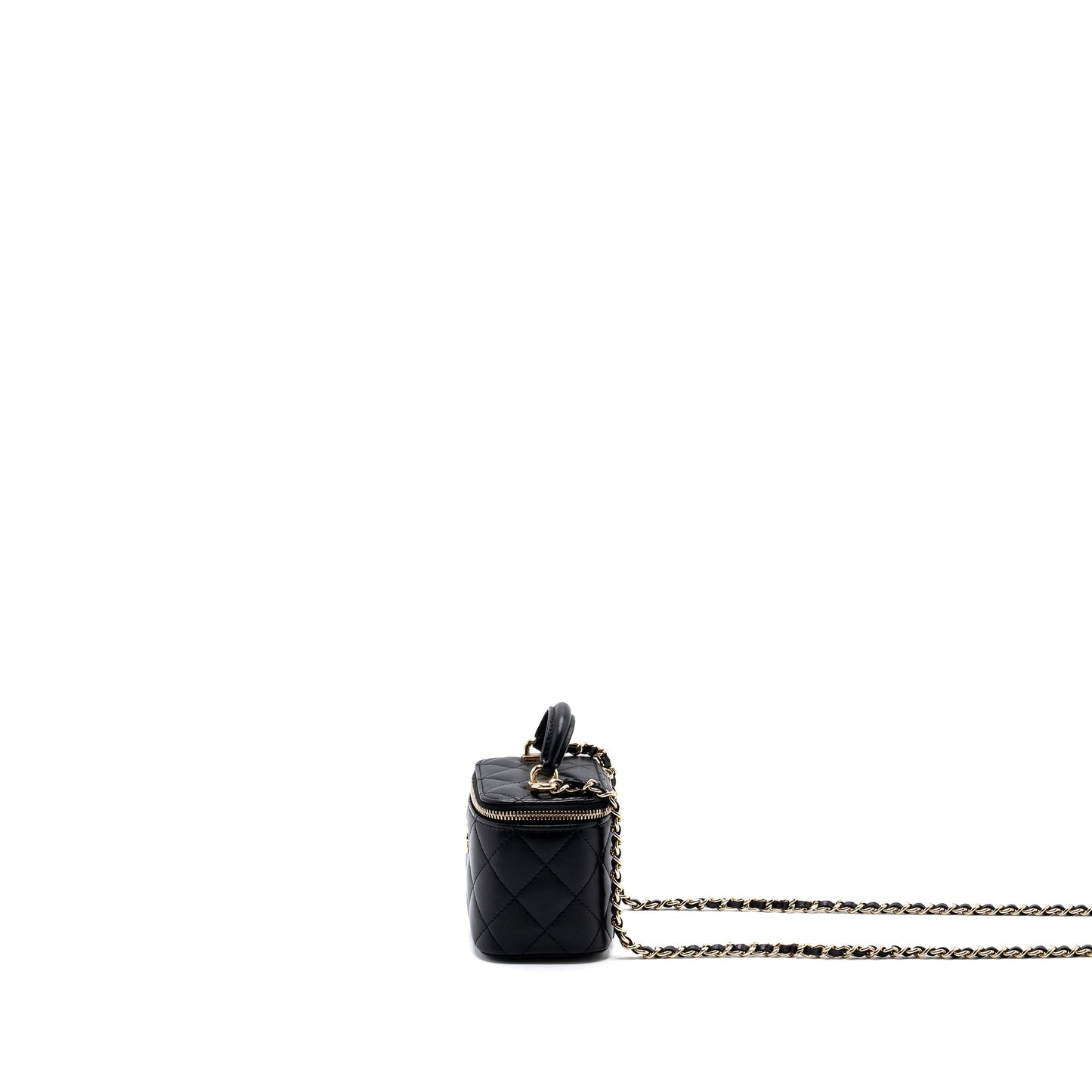 Chanel Top Handle Mini Vanity Case with chains Lambskin Black L