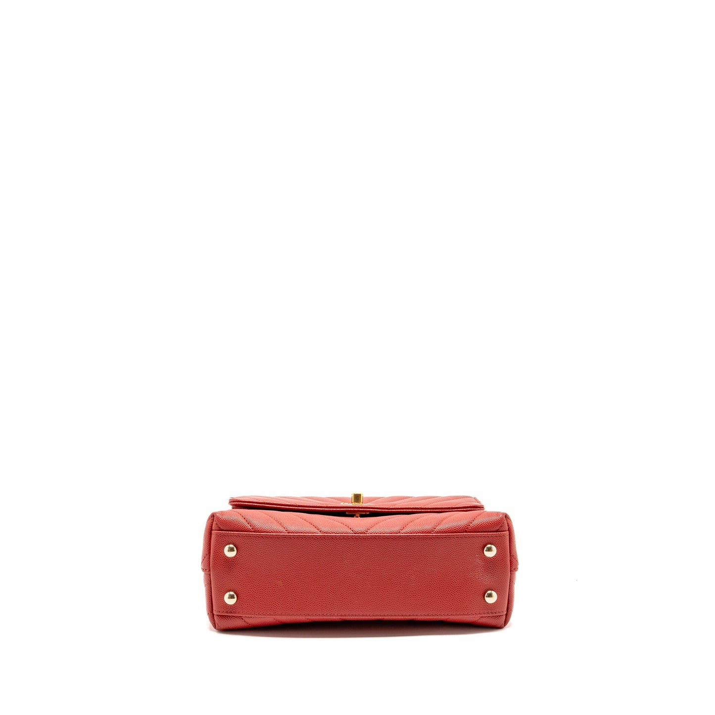 Chanel Small Coco Handle Chevron Caviar Red