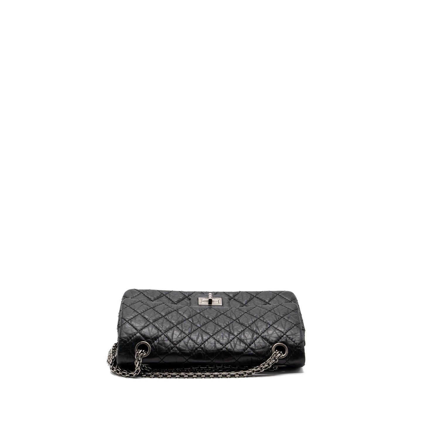 Chanel small 2.55 reissue flap bag aged calfskin black ruthenium
