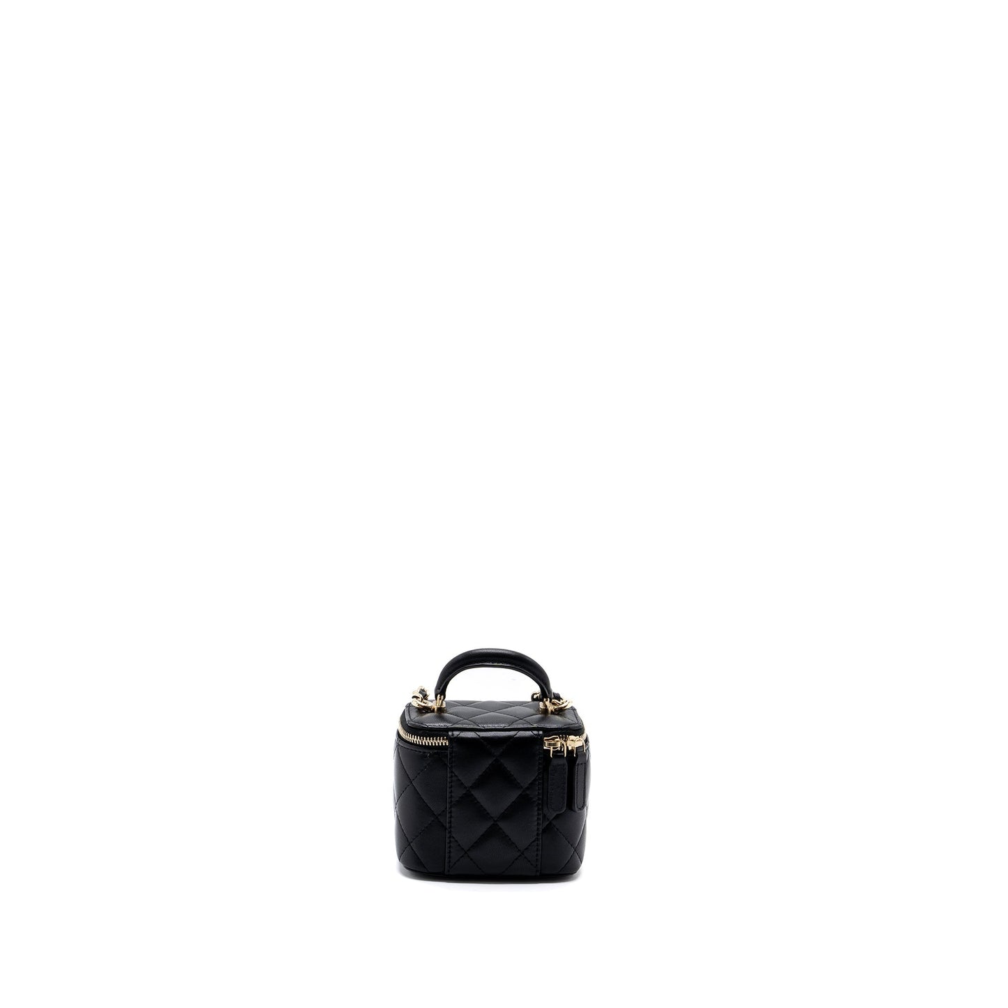 Chanel Top Handle Mini Vanity Case with chains Lambskin Black L
