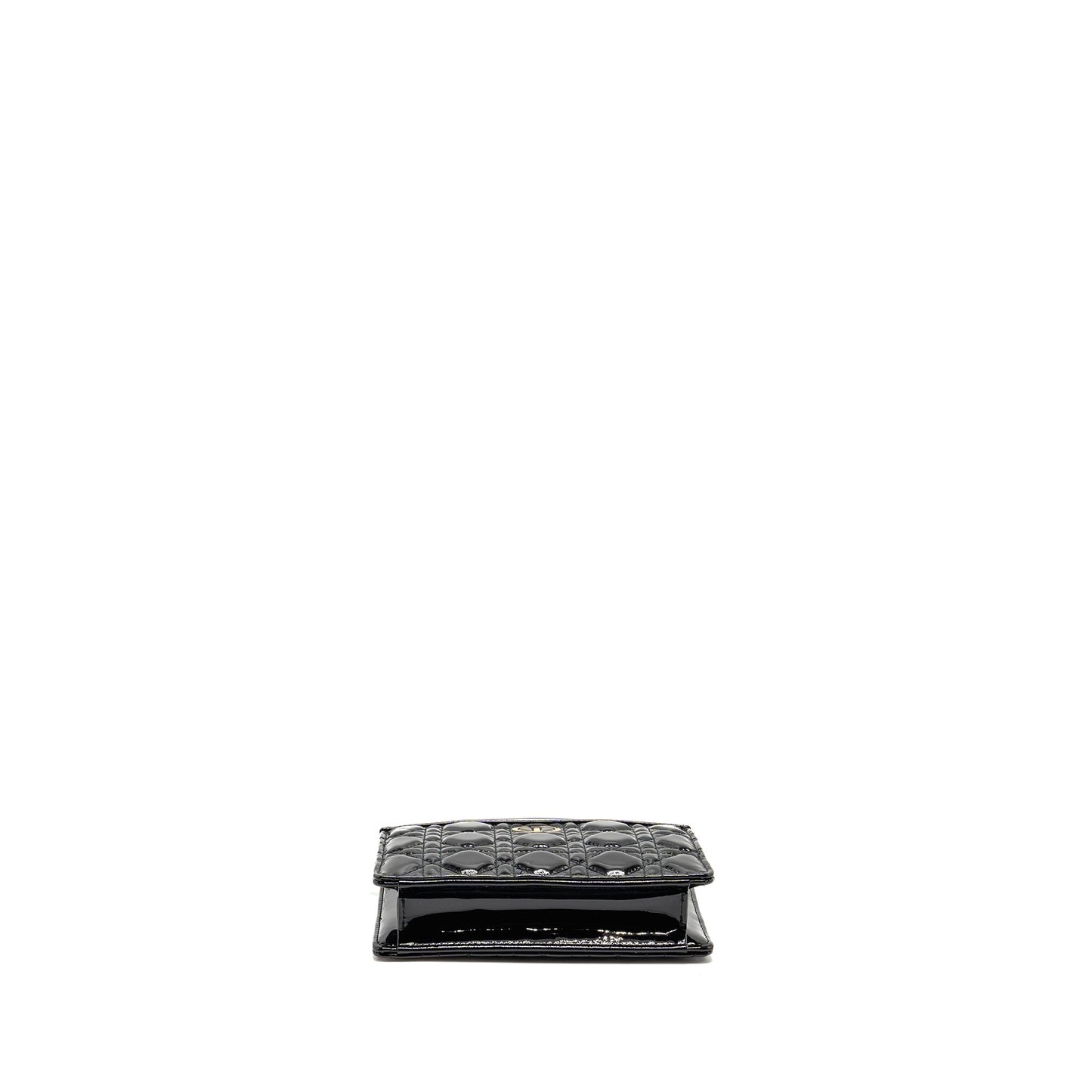 Dior Caro Pouch with Chain Patent Calfskin Black