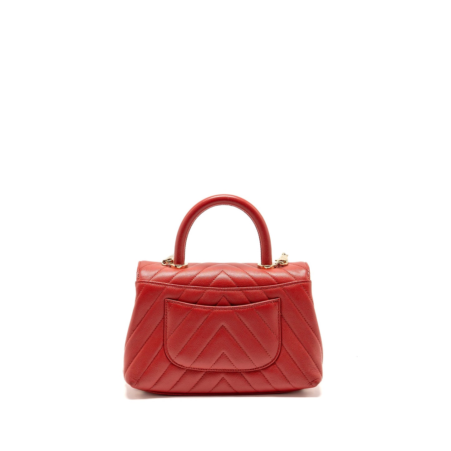 Chanel Small Coco Handle Chevron Caviar Red