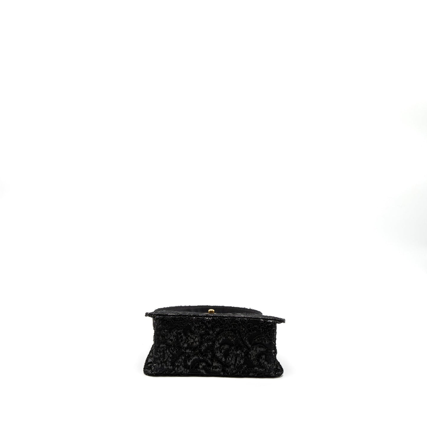 Chanel  Double Sided Tumlock Handbag Laced Satin Black