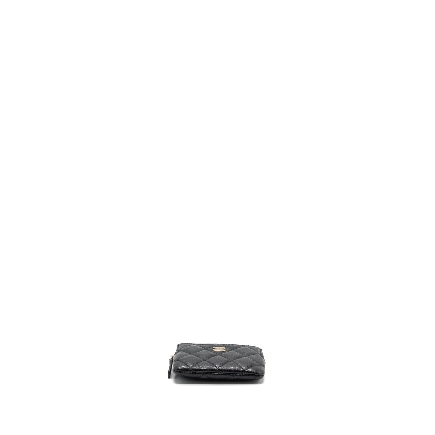 Chanel square zipper pouch card holder caviar Black L (microchip)