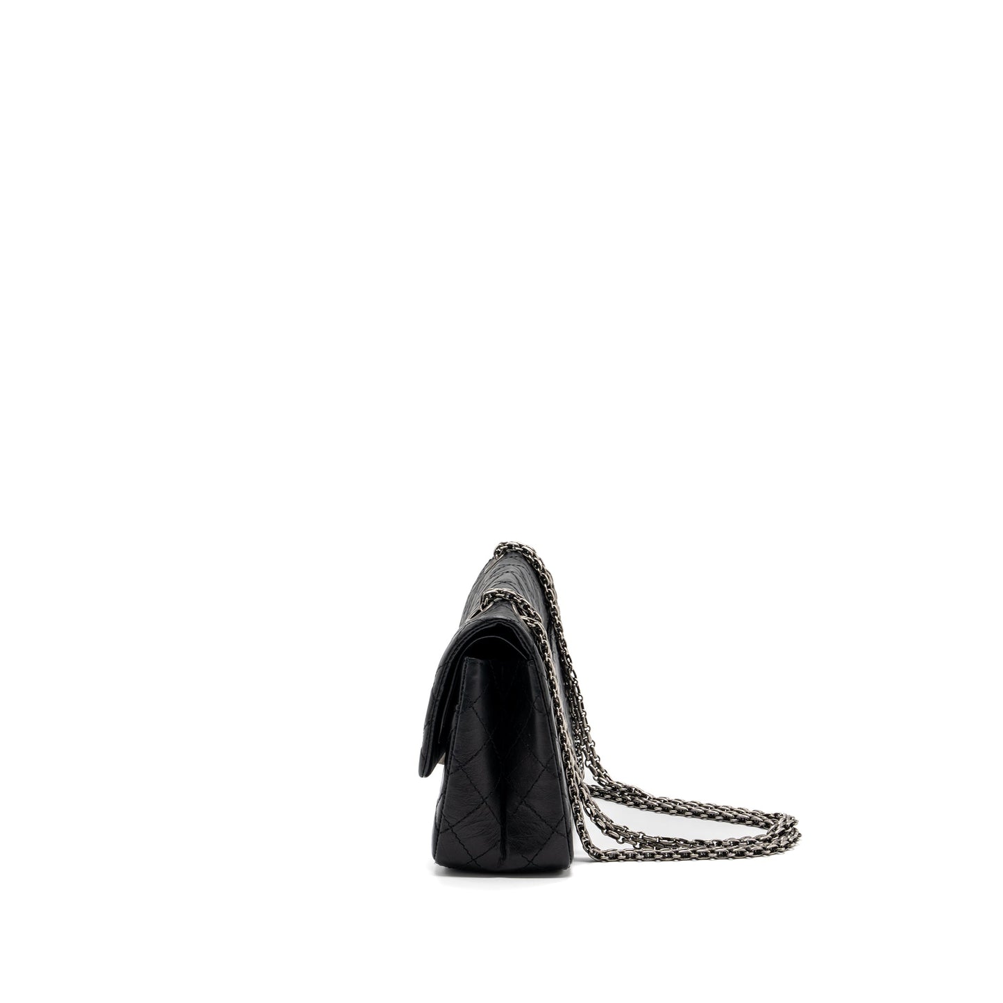 Chanel small 2.55 reissue flap bag aged calfskin black ruthenium