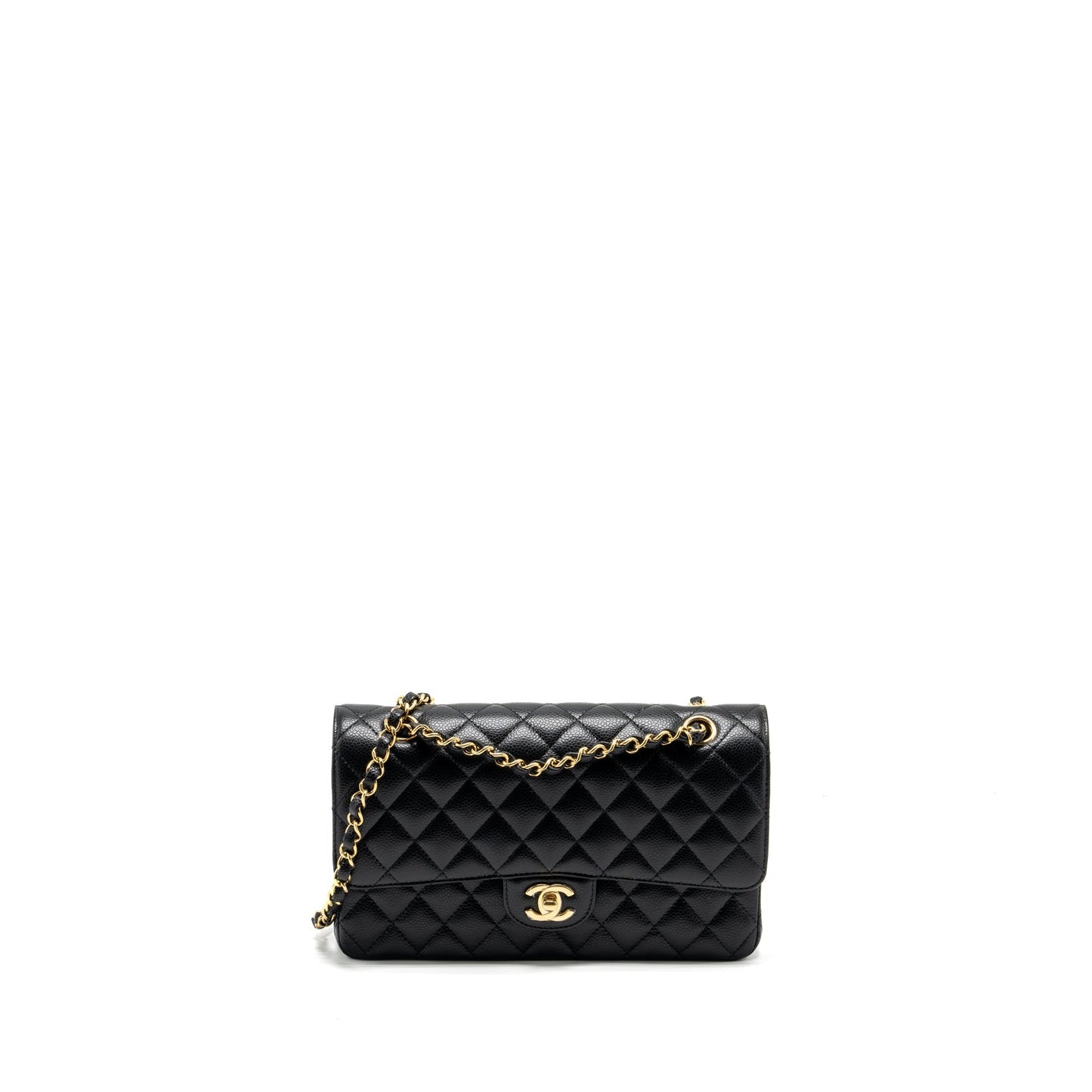 Chanel medium classic double flap bag Caviar black  (microchip)