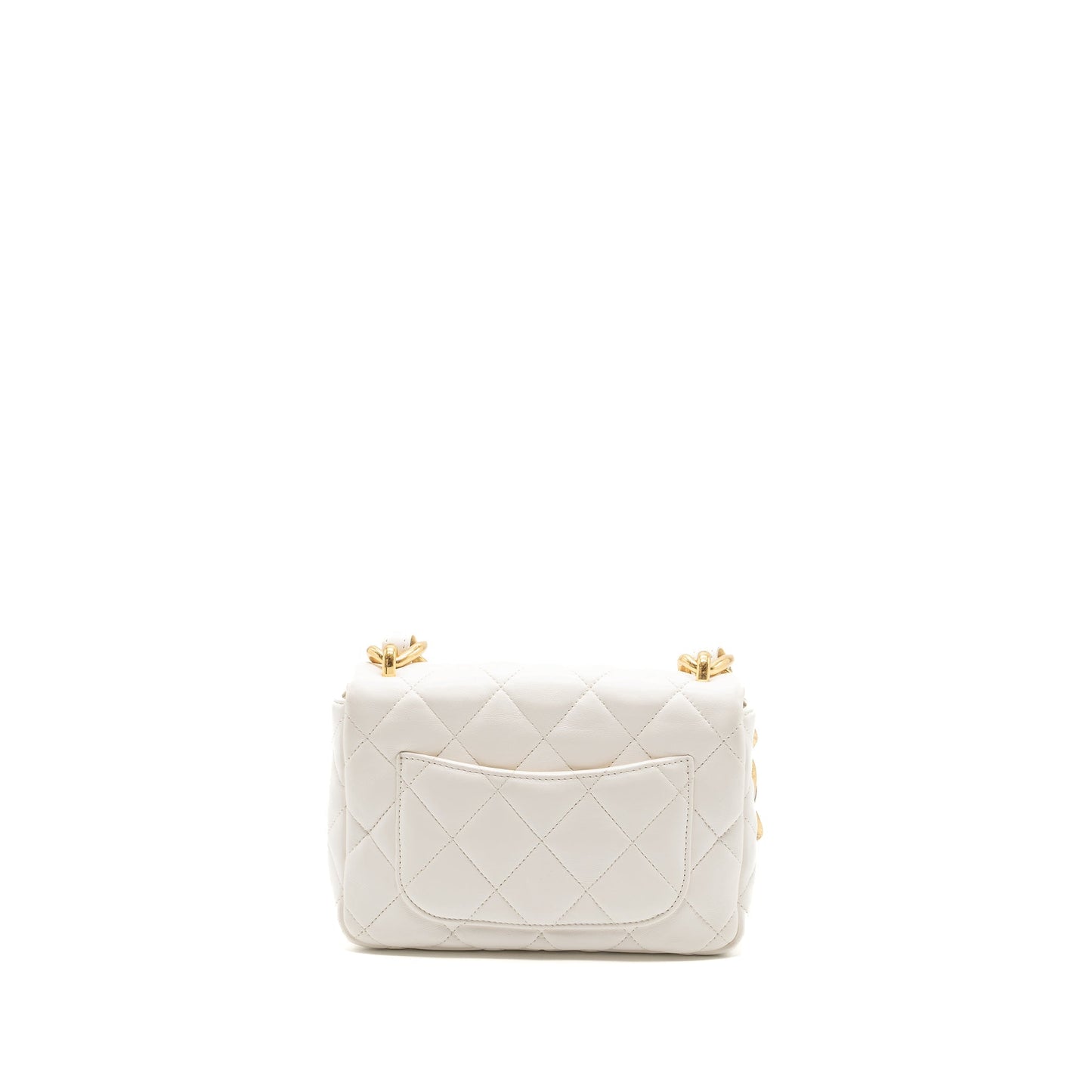 Chanel 22S Giant Chain Flap Shoulder Bag Lambskin White Brushed  (Microchip)