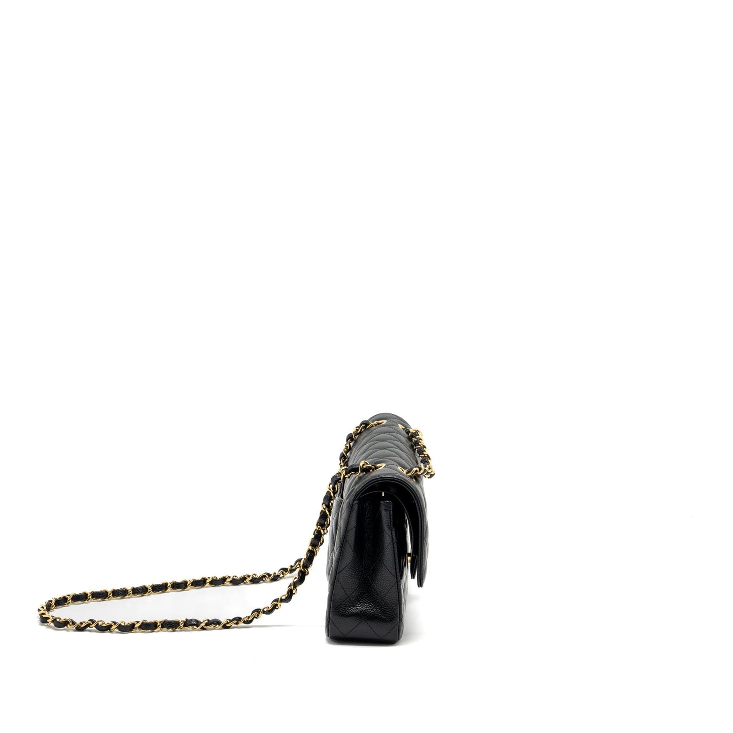 Chanel medium classic double flap bag Caviar black  (microchip)