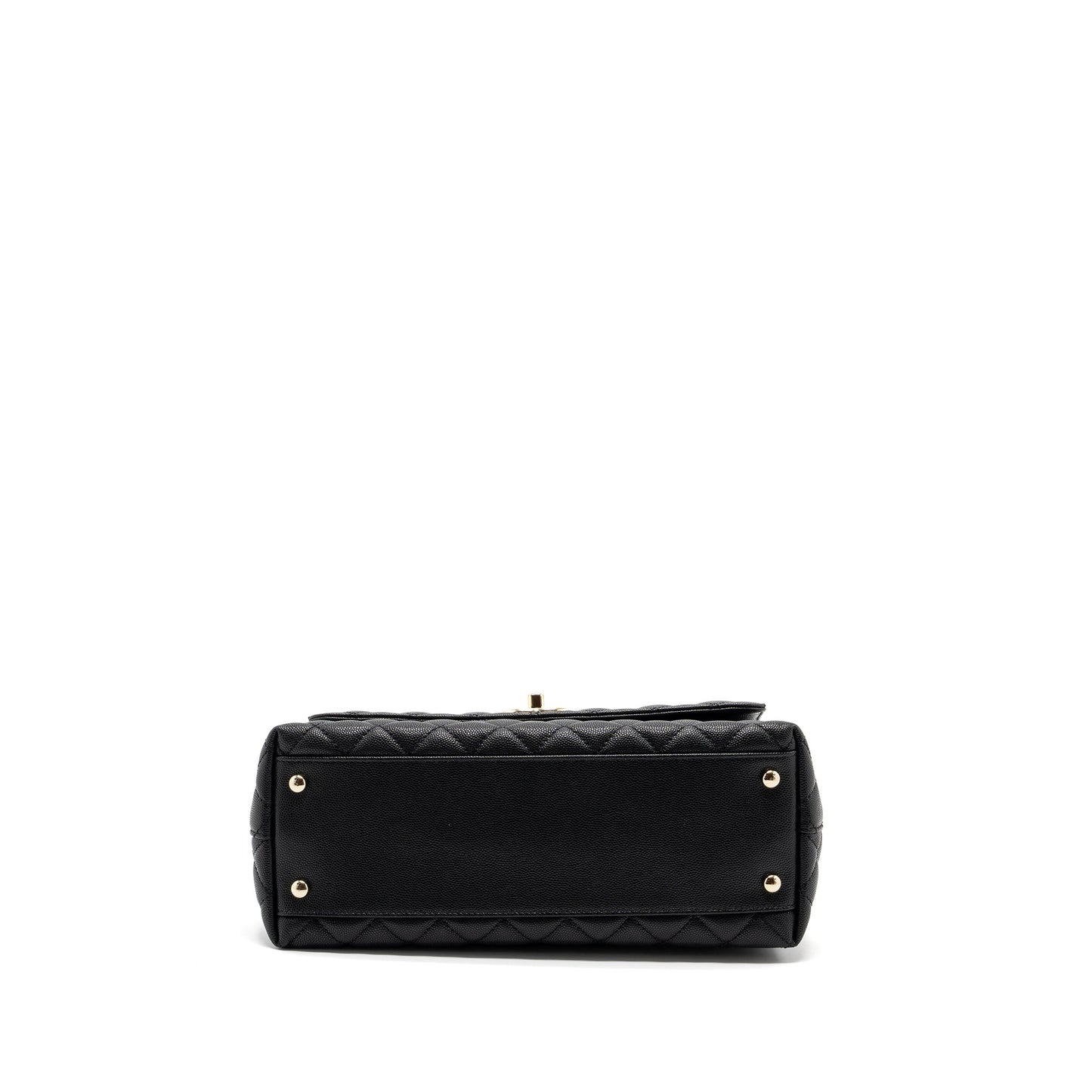 Chanel Medium Coco Handle Lizard Embossed Handle Caviar Black L (Microchip)