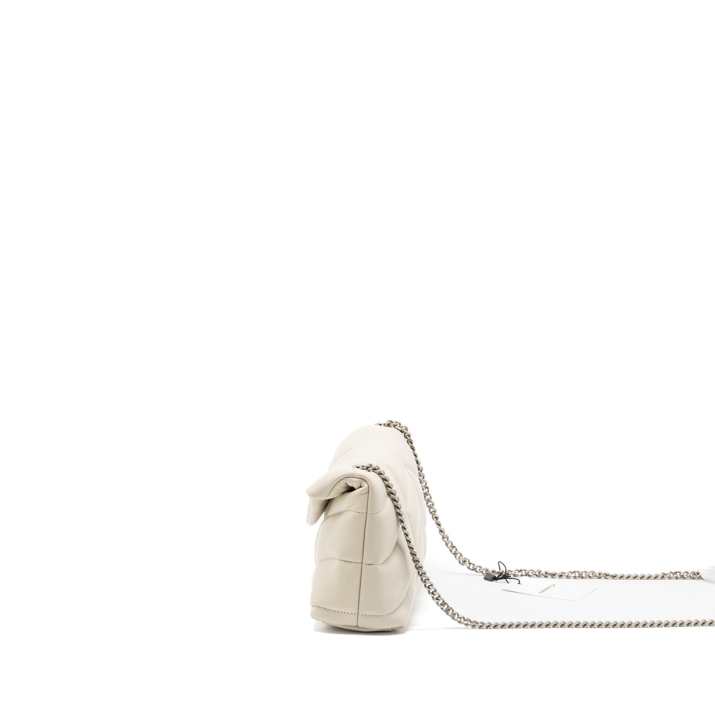 Saint Laurent Small Loulou Puffer Mini Purse Lambskin Blanc Vintage Ruthenium Hardware