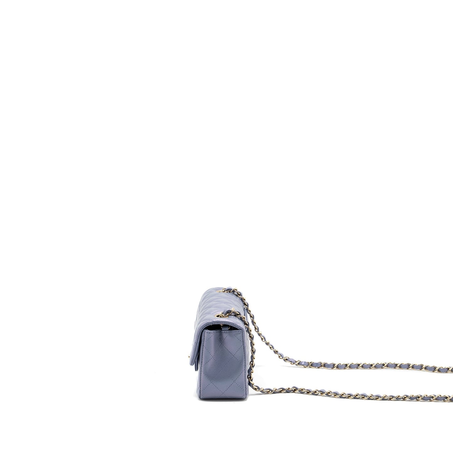 Chanel classic mini rectangular flap bag lambskin iridescent light purple L (microchip)
