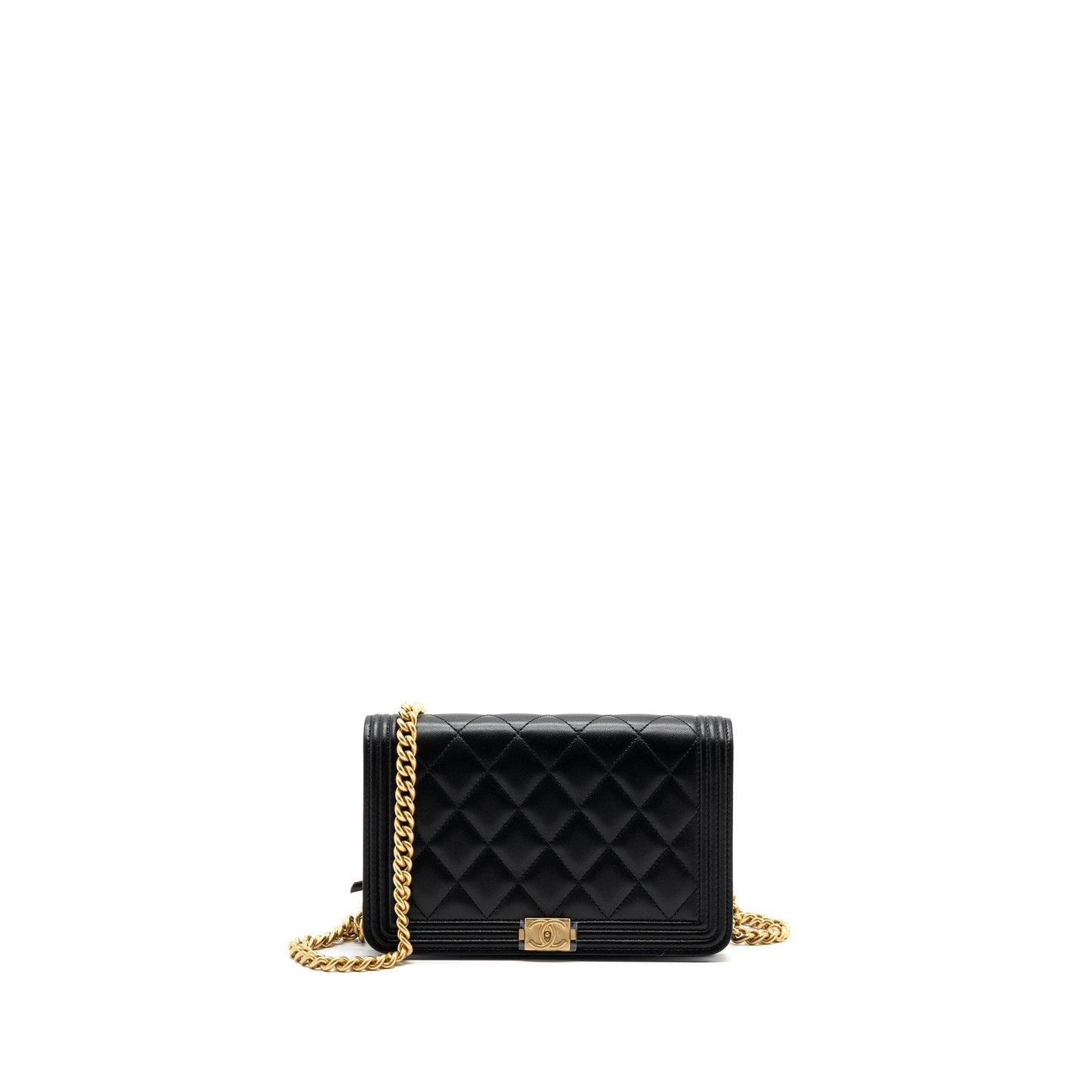 Chanel Boy Wallet On Chain Lambskin Black (Microchip)
