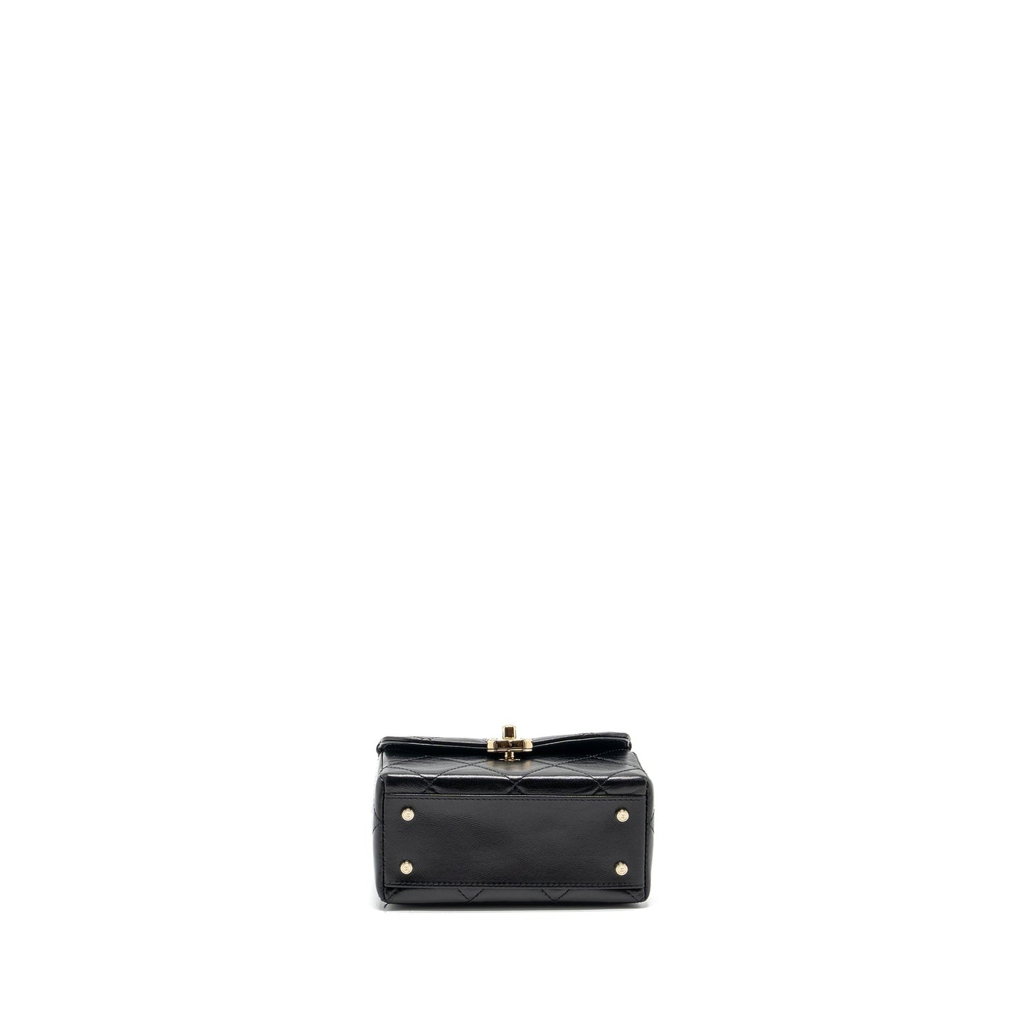 Chanel 23k top handle vanity bag shiny calfskin black  (microchip)