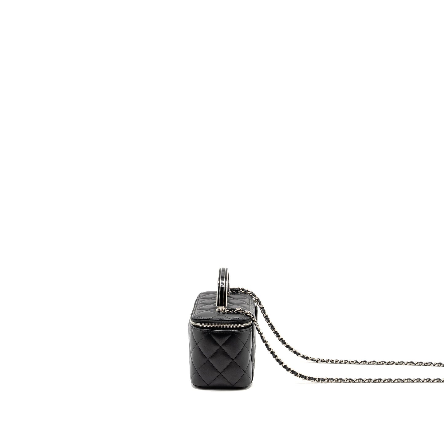 Chanel Top Handle Long Vanity Case Lambskin BLACK  (Microchip)