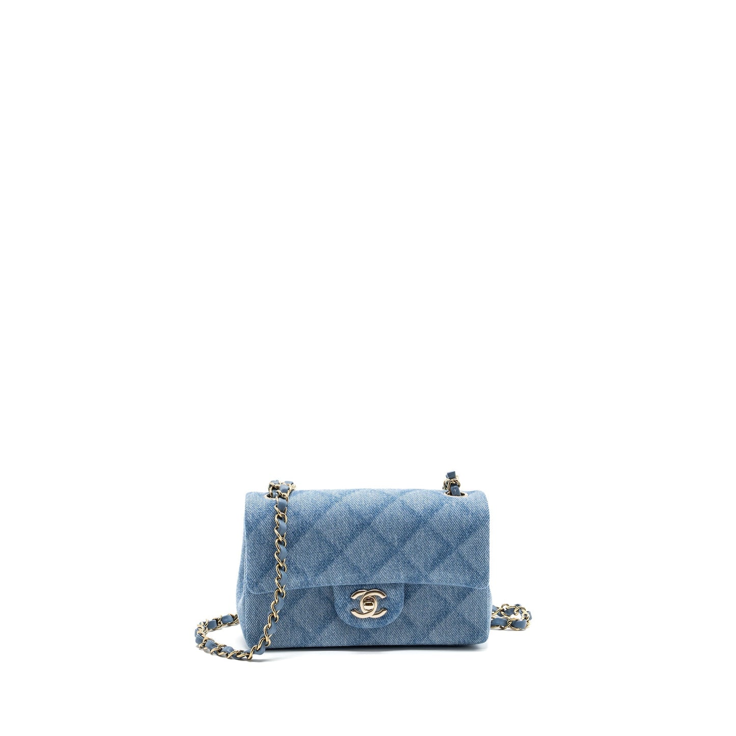Chanel 22B Mini Rectangular Flap Bag Denim Light Blue L (microchip)