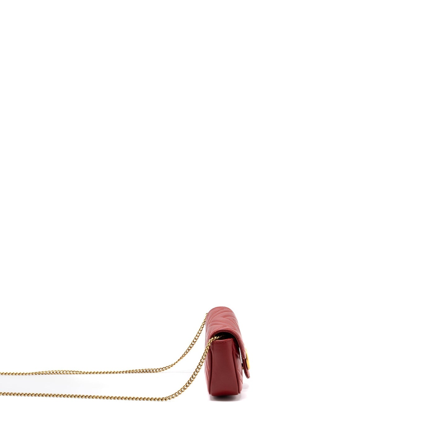 Gucci Marmont super mini matelass? chevron Calfskin red