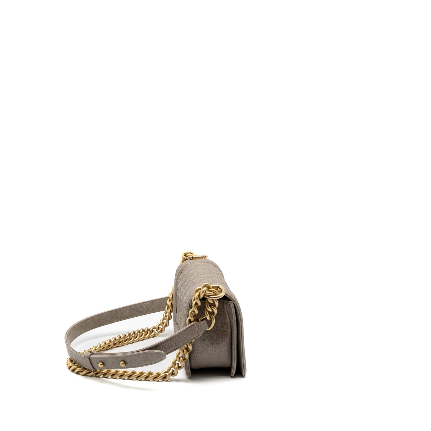 Chanel Small Boy Bag Caviar Light Grey